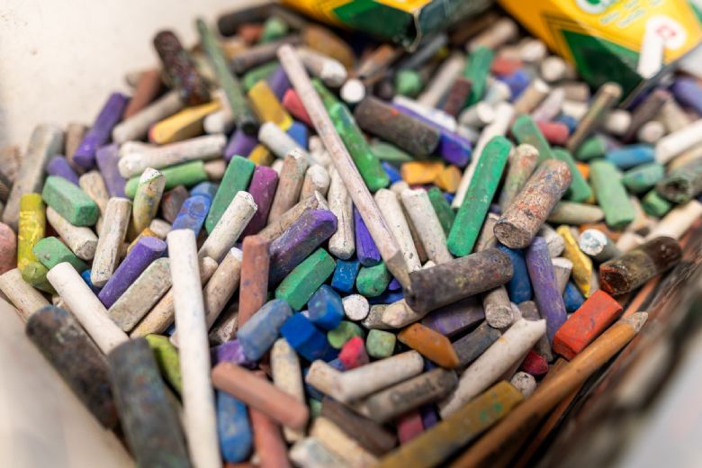 A picture of multi coloured chalk